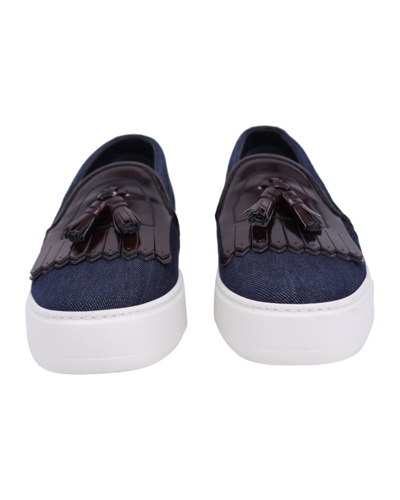 Louis Vuitton Slip-On Tassel Sneakers in Navy Blue Denim - Barde - Image 2