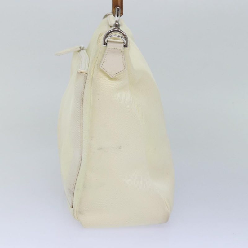 Gucci Bamboo Shoulder Bag Nylon 2Way White - Barde - Image 4