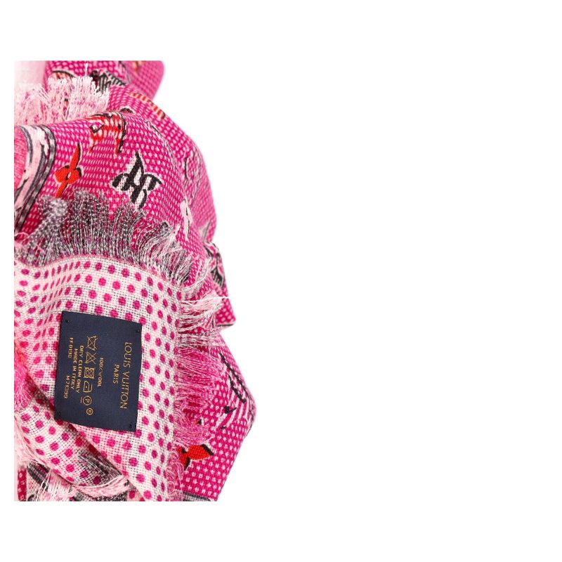 Louis Vuitton Pop Monogram Shawl Scarf in Pink Wool - Barde - Image 6