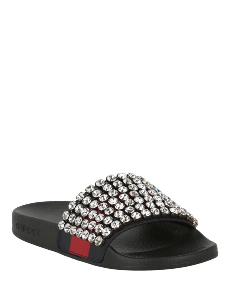 Gucci Crystal-Embellished Web Slides - Barde - Image 2