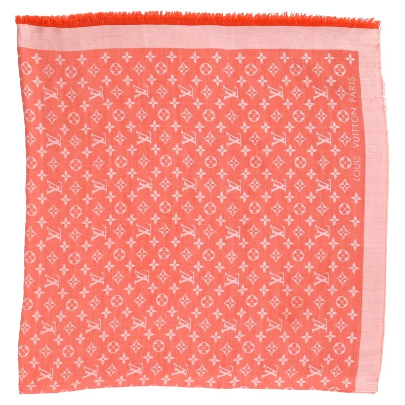 Louis Vuitton Monogram Shawl Scarf in Orange Silk - Barde