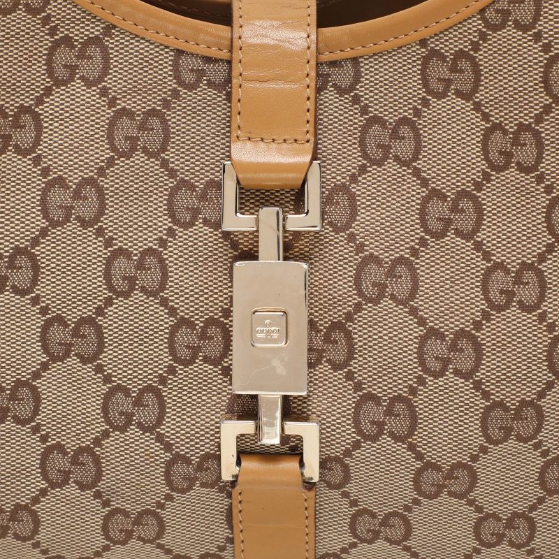 Gucci Beige/tan Gg Canvas And Leather Jackie Bardot Hobo - Barde - Image 4