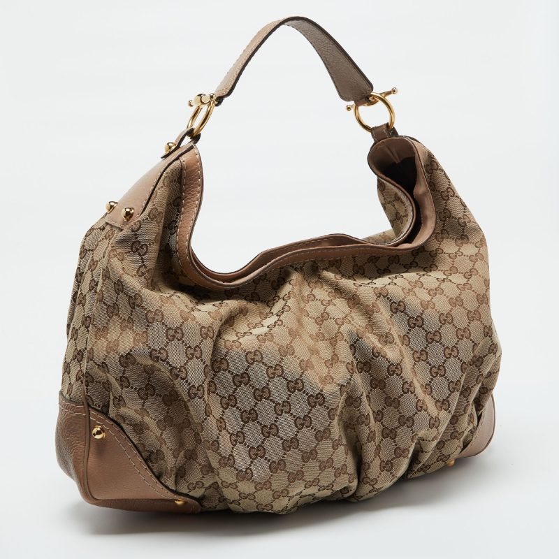Gucci Beige/brown Gg Canvas And Leather Large Jockey Hobo - Barde - Image 2
