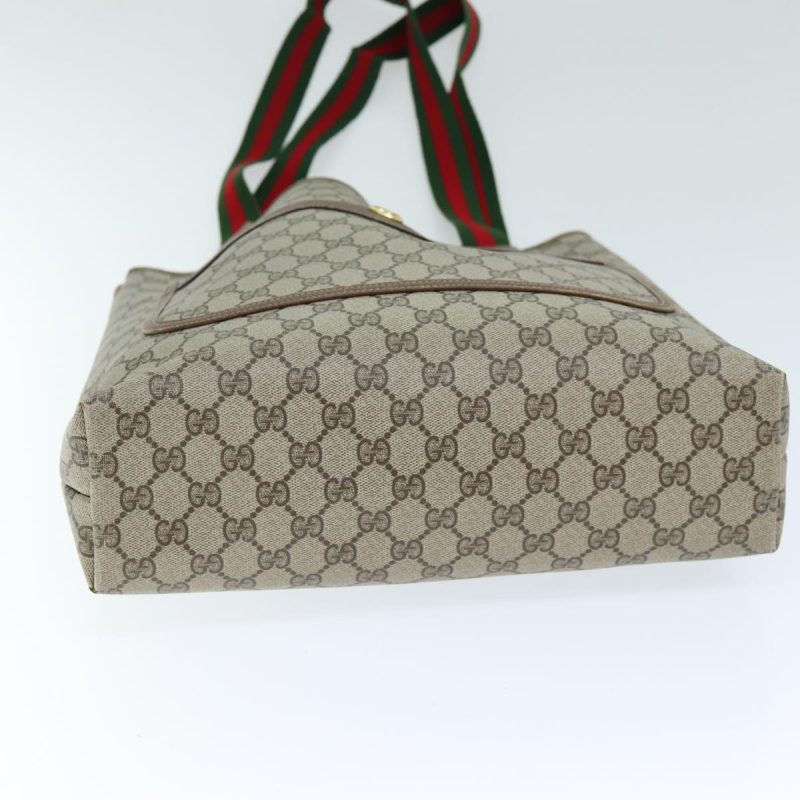 Gucci Gg Supreme Web Sherry Line Tote Bag Beige Red Green - Barde - Image 5