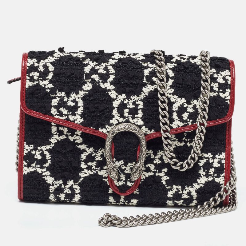 Gucci Tri Color Gg Tweed And Leather Dionysus Wallet On Chain - Barde