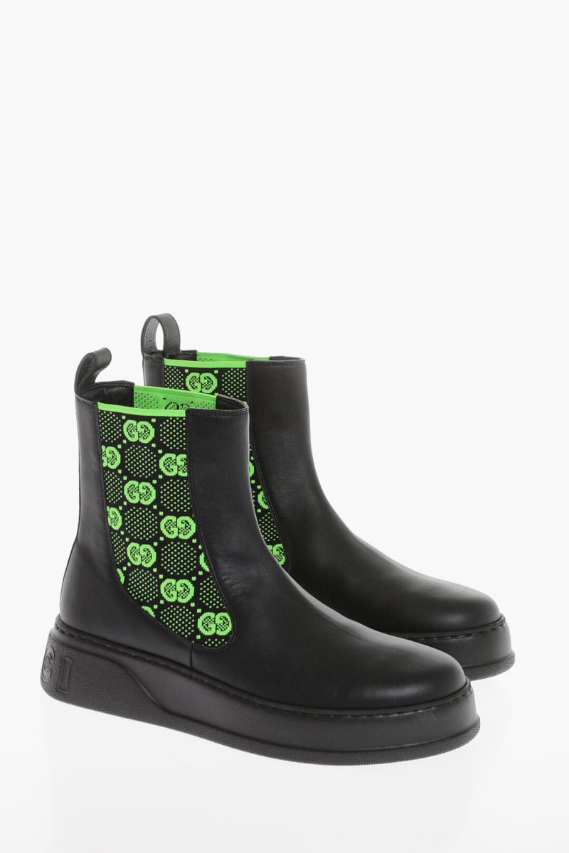 Gucci Leather Chelsea Boots With Logoed Elastic Band - Barde