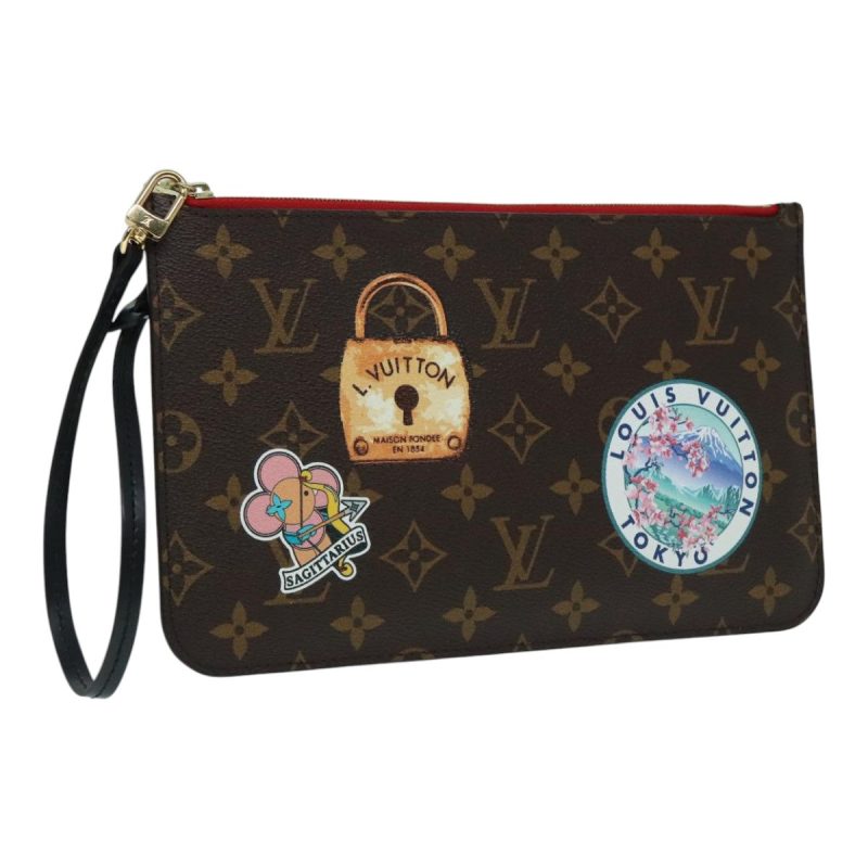 Louis Vuitton Neverfull Pouch  Canvas Clutch Bag - Barde