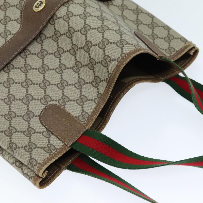 Gucci Gg Supreme Web Sherry Line Tote Bag Beige Red Green - Barde - Image 6