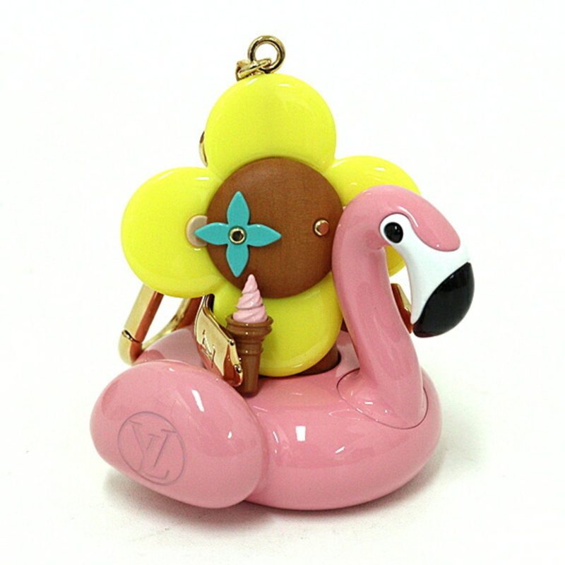 Louis Vuitton pink yellow Metal Plastic Wood Keyring - Barde
