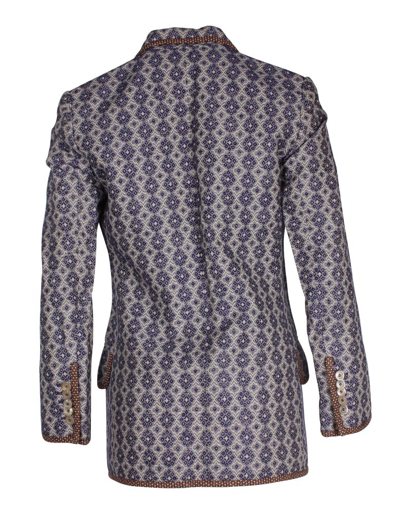 Gucci Vintage Argyle Single-Breasted Jacket in Multicolor Linen - Barde - Image 3