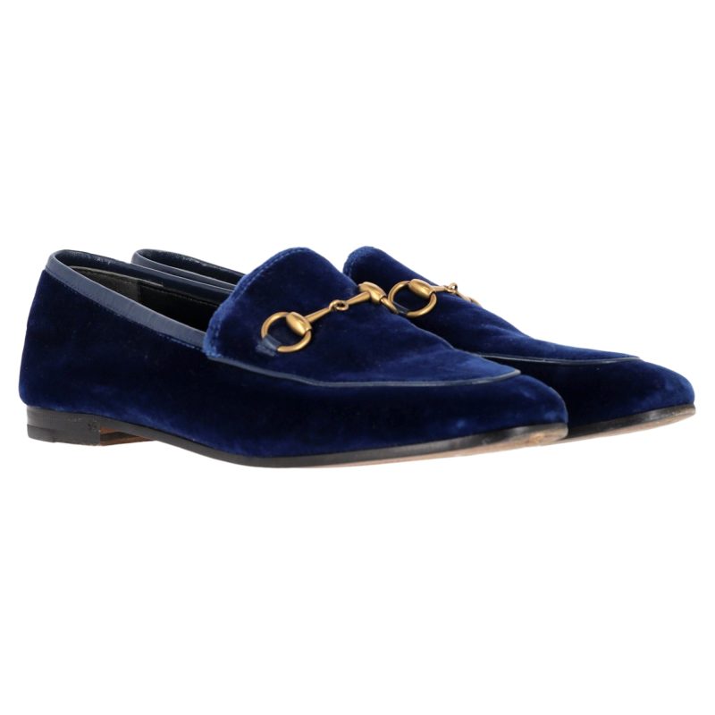 Gucci Jordaan Horsebit-Detailed Loafers in Blue Velvet - Barde - Image 4