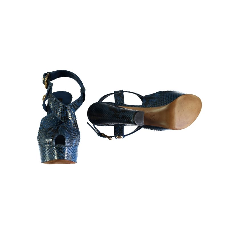 Louis Vuitton Snakeskin Peep-toe Platform Sandals - Barde - Image 3