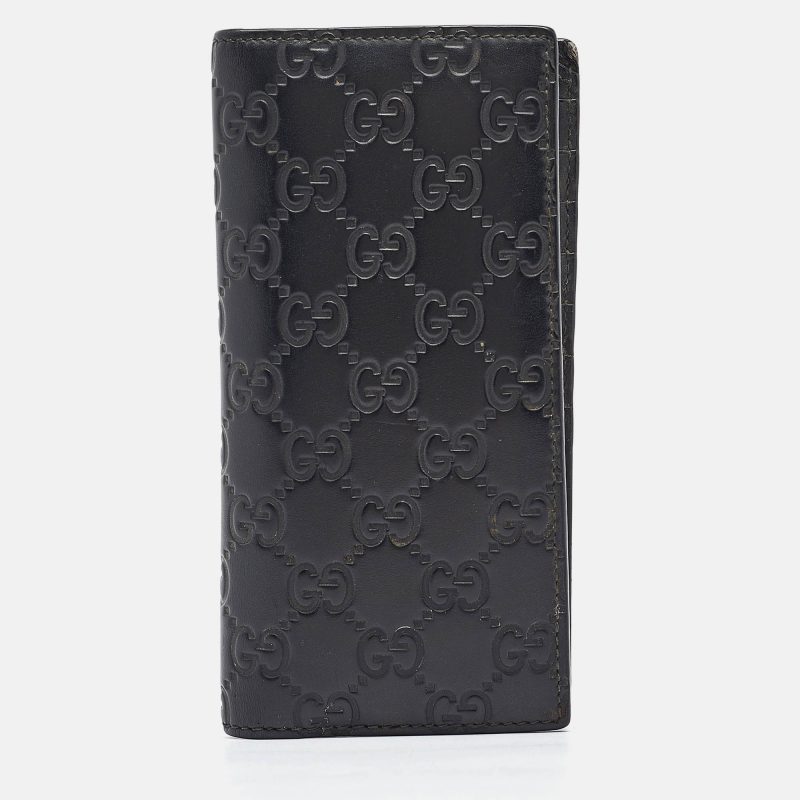 Gucci Black Guccissima Leather Bifold Long Wallet - Barde