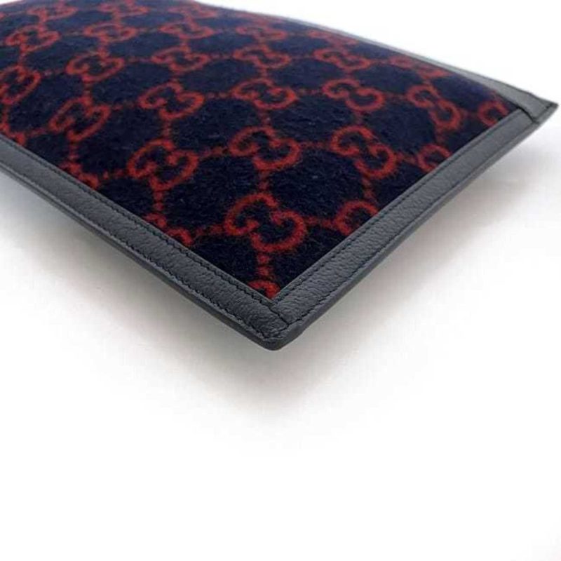 Gucci Navy  Color Wool Leather Clutch Bag Handbag (Pre-Owned) - Barde - Image 6