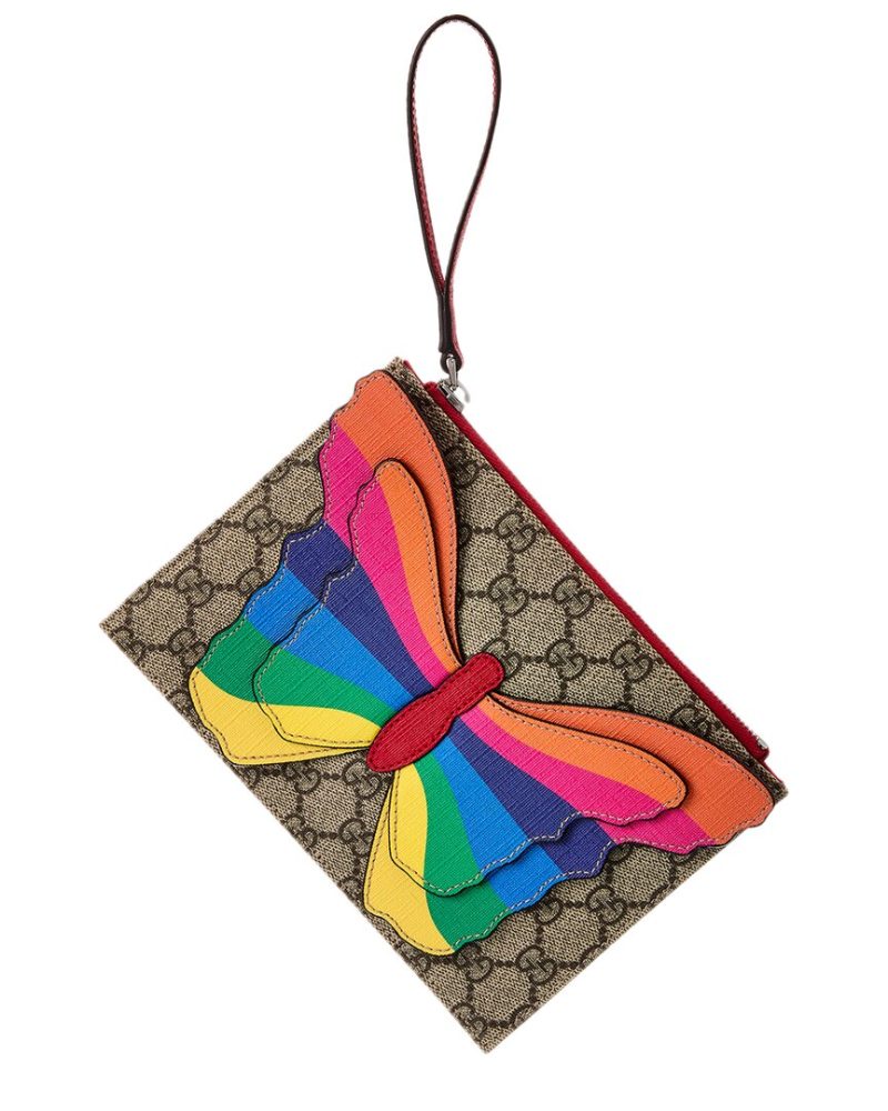 Gucci Butterfly GG Supreme Canvas & Leather Wristlet - Barde