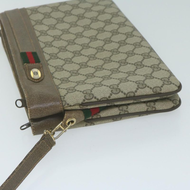 Gucci GG Canvas Web Sherry Line Shoulder Bag Beige Red - Barde - Image 4