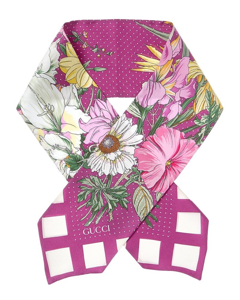 Gucci Floral Print Silk Neck Bow - Barde