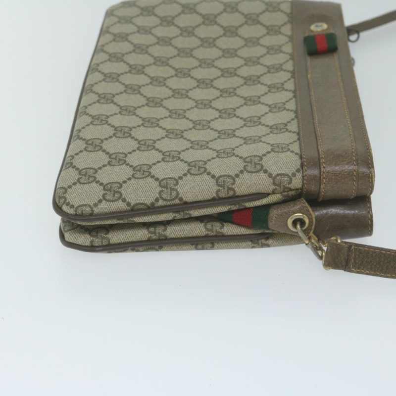 Gucci GG Canvas Web Sherry Line Shoulder Bag Beige Red - Barde - Image 3