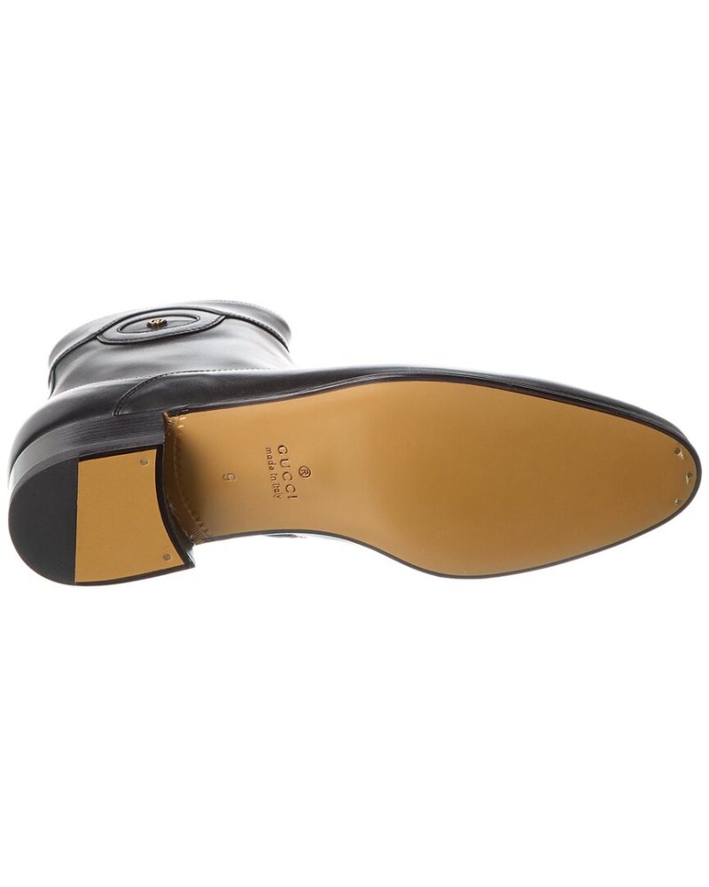 Gucci Double G Leather Bootie - Barde - Image 4