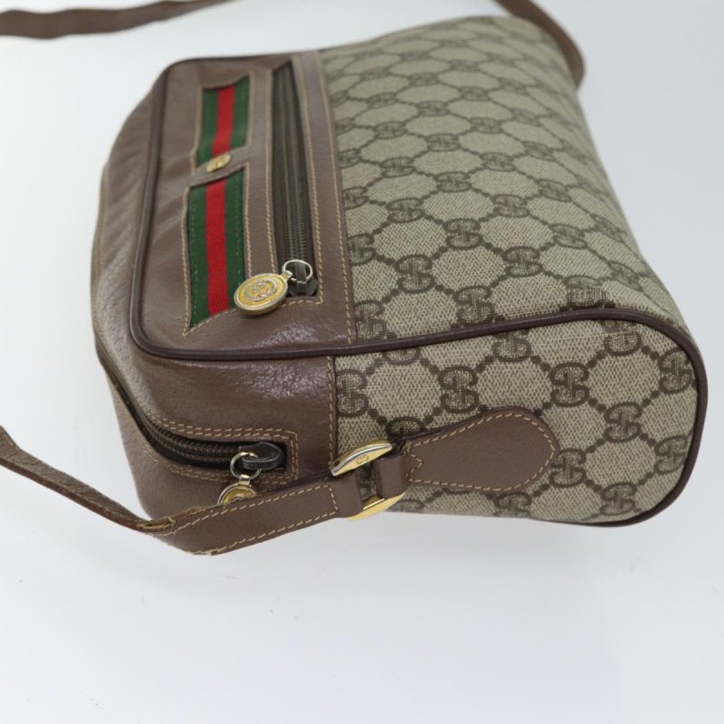 Gucci GG Canvas Web Sherry Line Shoulder Bag PVC Beige Green Red - Barde - Image 4