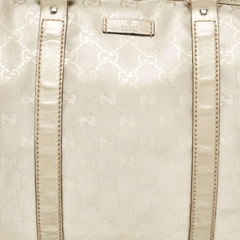 Gucci Metallic Grey Gg Imprime Canvas Medium Joy Boston Bag - Barde - Image 4