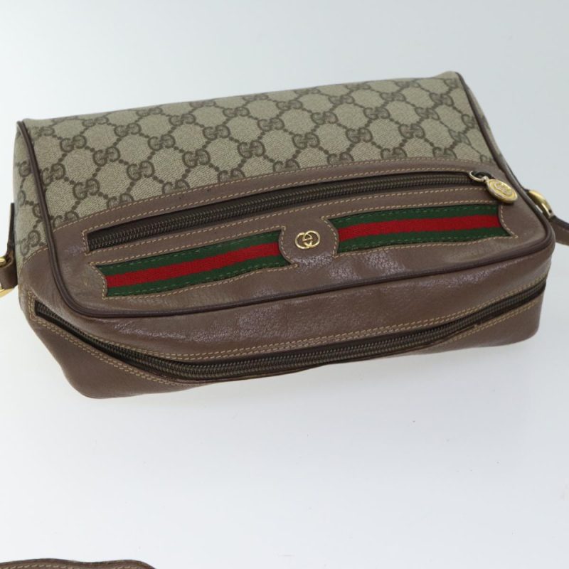 Gucci GG Canvas Web Sherry Line Shoulder Bag PVC Beige Green Red - Barde - Image 6