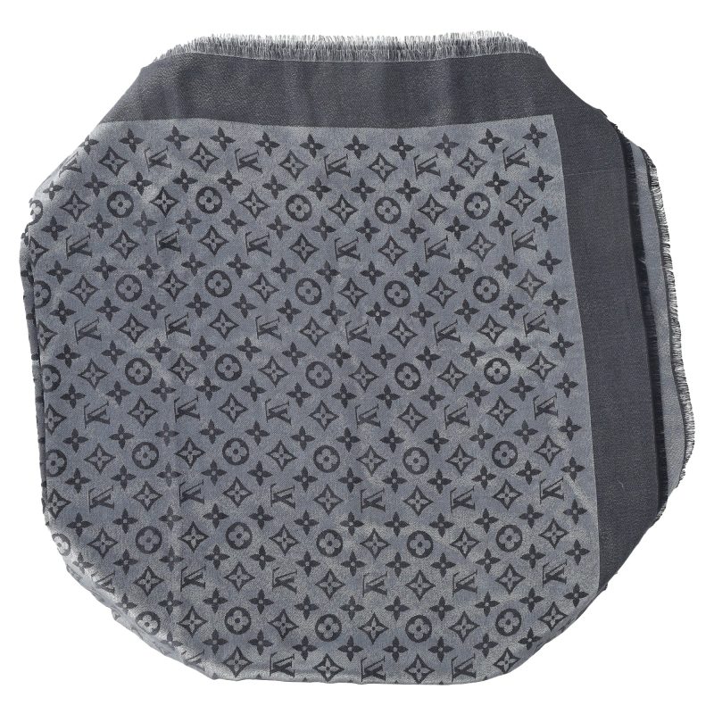 Louis Vuitton Monogram Scarf in Grey Silk-Wool Blend - Barde - Image 2