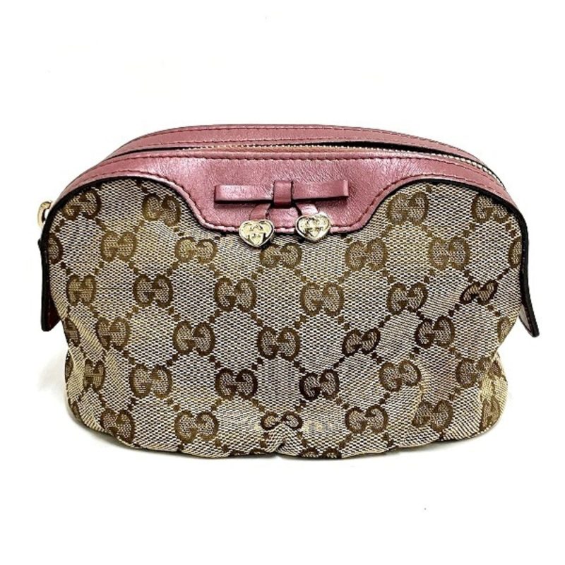Gucci Gg Canvas  pink Gg Canvas Leather Pouch (Pre-Owned) - Barde