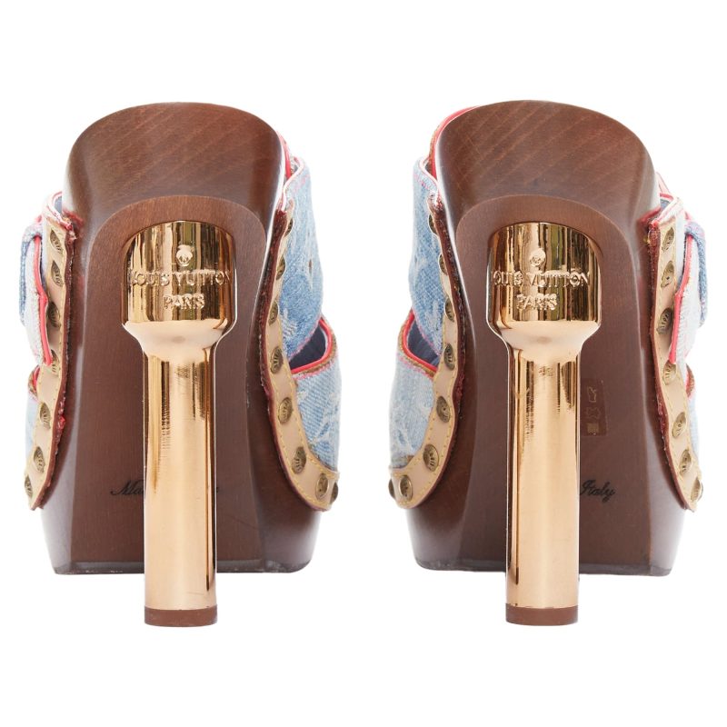Louis Vuitton Rosa blue denim stitch monogram mules - Barde - Image 5