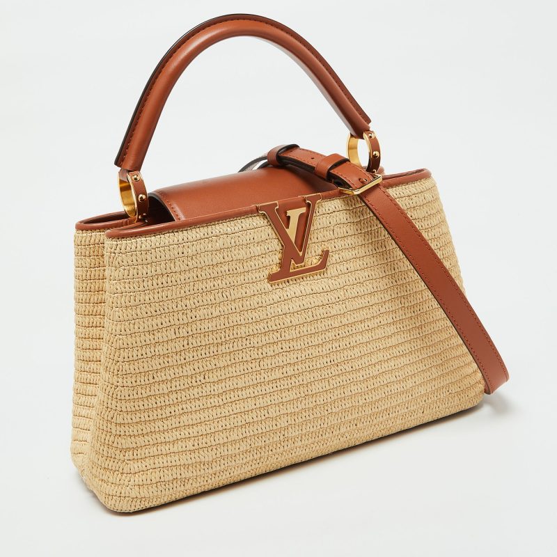 Louis Vuitton Raffia And Leather Trim Capucines Mm Bag - Barde - Image 2