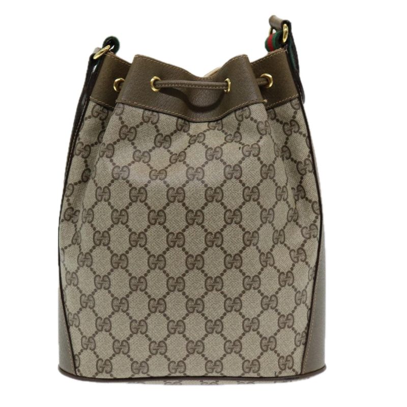 Gucci Gg Canvas Web Sherry Line Shoulder Bag Pvc Leather Beige Green - Barde - Image 2