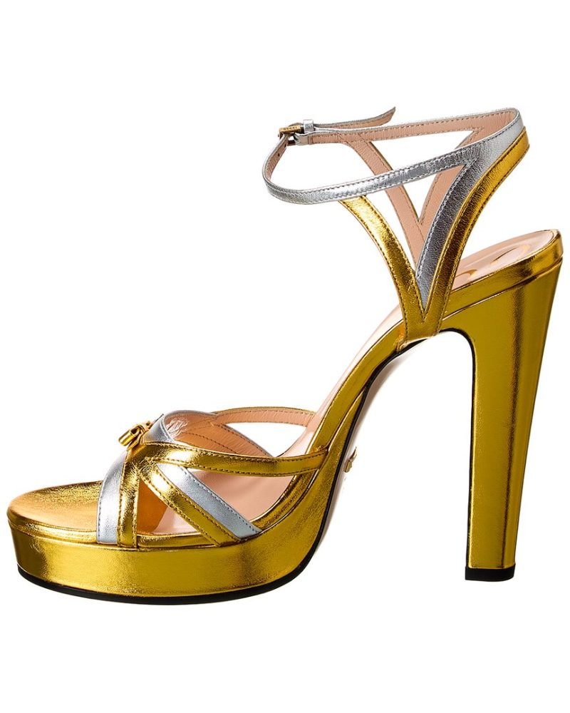 Gucci Double G Leather Platform Sandal - Barde - Image 2