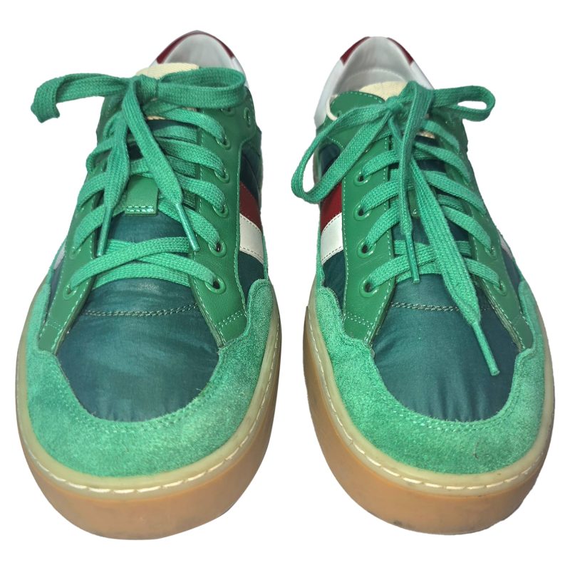 Gucci G74 Web Low-Top Sneakers in Green Leather and Suede - Barde - Image 2