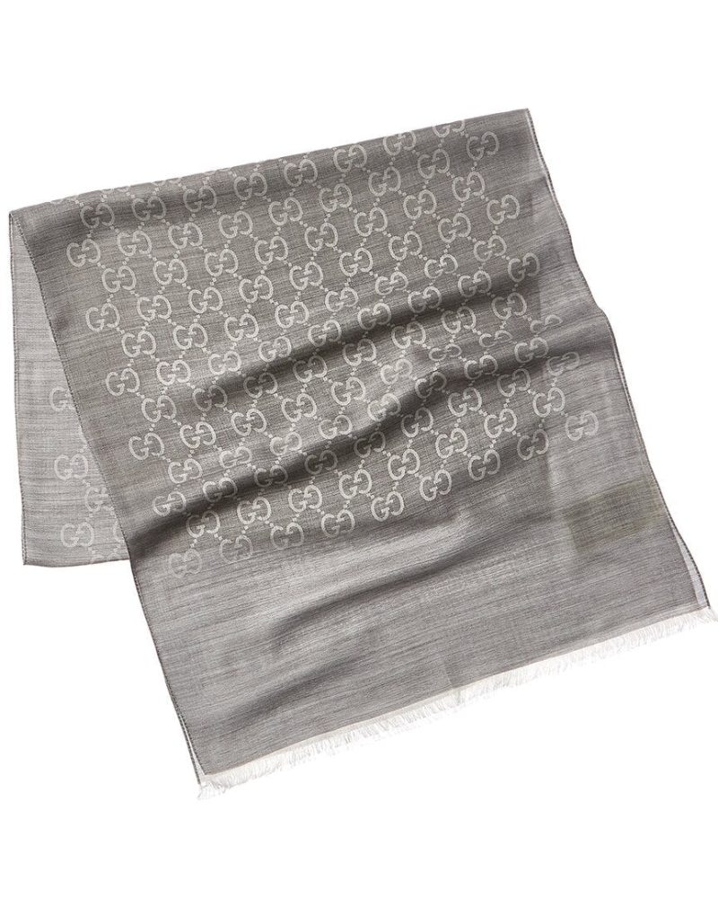 Gucci Logo Small Jacquard Wool & Silk-Blend Scarf - Barde - Image 2