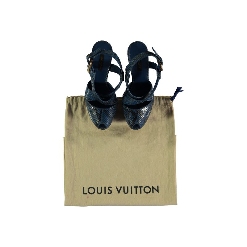 Louis Vuitton Snakeskin Peep-toe Platform Sandals - Barde - Image 4