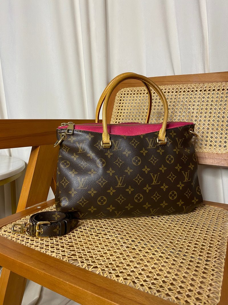 Louis Vuitton Monogram Red Pallas 2 Way Tote Bag W/ Strap - Barde