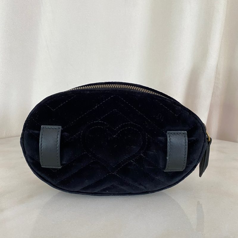 Gucci Black Velvet Marmont Mini Belt Bag - Barde - Image 10