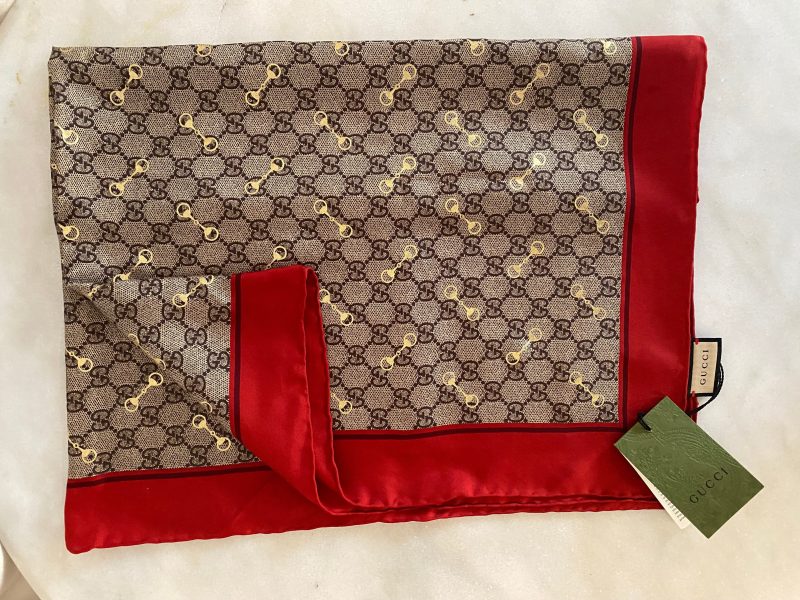 Gucci Multicolor GG Horsebit Silk Scarf 90 - Barde - Image 8