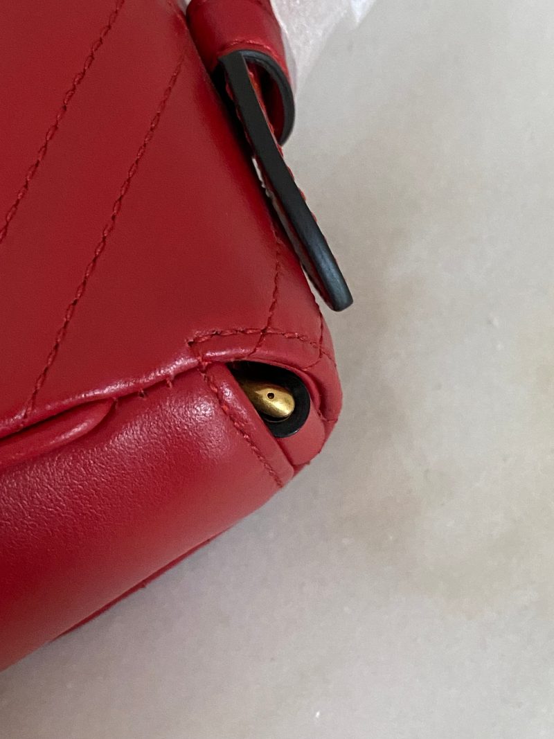 Gucci Red GG Marmont Top Handle Bag W/ Strap - Barde - Image 4